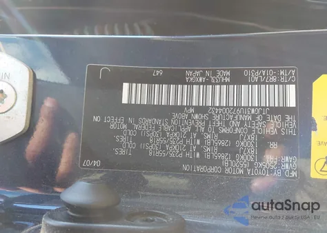 2007 Lexus Rx 400H from USA, damaged, VIN JTJGW31U972004432